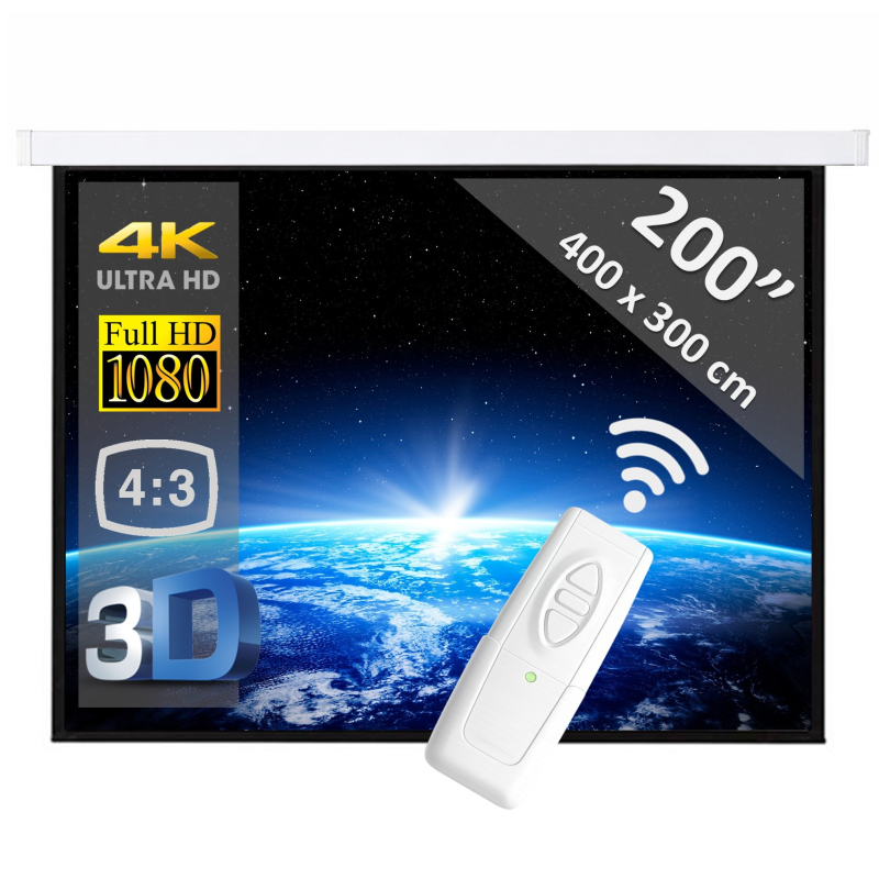 Elektrisch projectiescherm 200" - 508 cm (4:3)